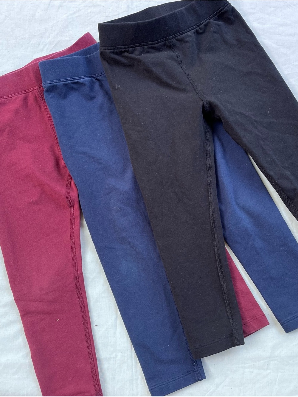3 Quince Kids Stretch Leggings - Black, Navy & Burgundy